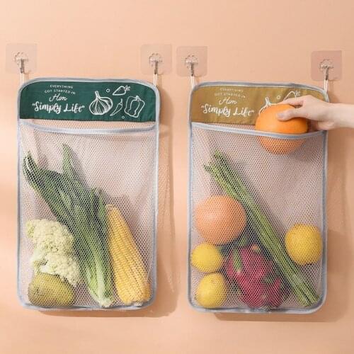 Large Hanging Vegetable Net Bag Kitchen Storage Bags Wall Shelf Home Organizer Kitchen Accessories Transparent Garlic Onion Bag