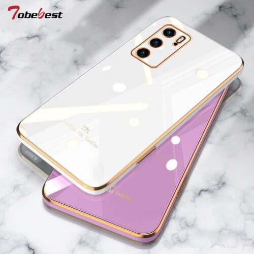 Luxury Plating Soft Silicone Case For Huawei P40 P30 Lite Pro Coque Camera protective Straight edge Back Cover