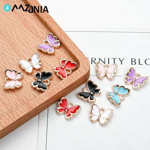 Color Butterfly 20pcs Fashion Alloy Enamel Charm Pendant Diy For Butterfly Earrings Necklace Making Fashion Jewelry Gifts