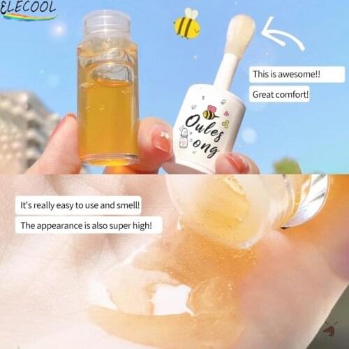 ELECOOL Honey Lip Oil Lip Care Lips Cosmetics Sleep Mask Night Sleep Maintenance Moisturizing Lip Gloss Bleach Cream Nourishing