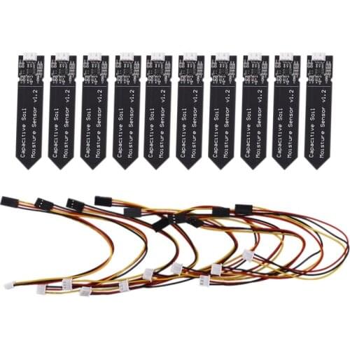 10PCS Capacitive Soil Moisture Sensor Module Corrosion Resistant Wide Voltage Wire Analog Capacitive Soil Moisture Sensor V1.2