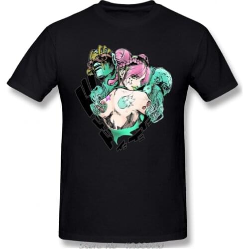 JoJos Bizarre Adventure T Shirt O-neck Jolyne Kujo And Stone Free Vintage T-Shirt Men Anime Cotton Tshirt Hip Hop Tee Harajuku