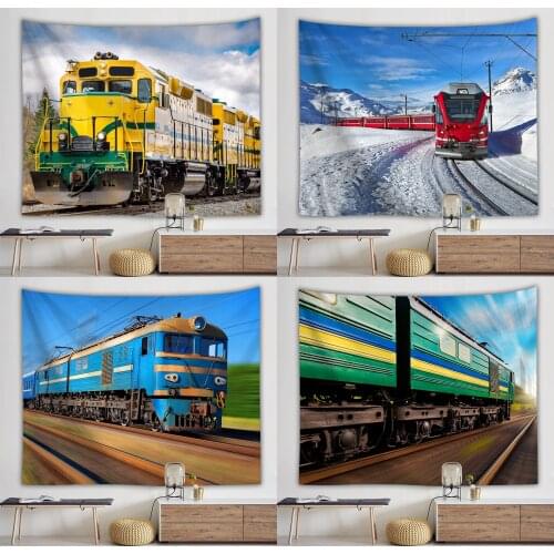 Train tapestry Wall Hanging Polyester Cloth Railway Tapestry Decor Traval Camping Beach Blanket Yoga Mat Sleeping Bedspread Pad