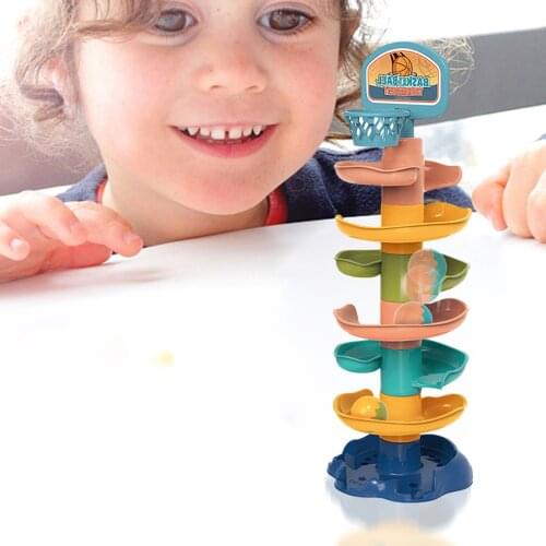 Rolling Ball Pile Tower Puzzle 7 Layer Babys Toys Rattles Spin Track Montessori Educational Newborn Toys For Kids Children Gift