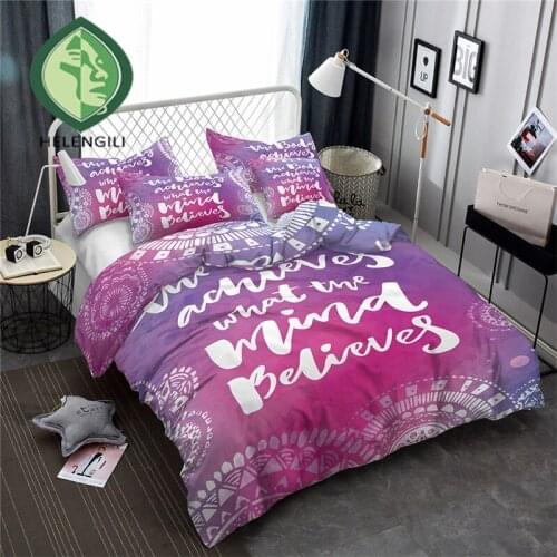 HELENGILI 3D Bedding Set Color ink words Print Duvet cover set bedclothes with pillowcase bed set home Textiles #YN-12