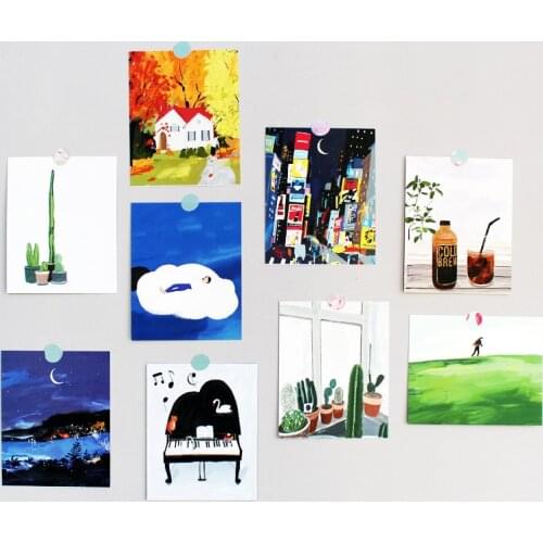 Art City Double Sided Pattern Decorative Card Photo Props Diy Collocation Postcard Background Wall Sticker Greeting Card Gift