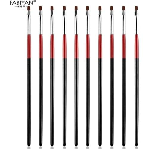 Nail Art Brush Painting Drawing Carving Flat Pen UV Gel Manicure Salon Builder DIY Design Tool 5/10Pcs