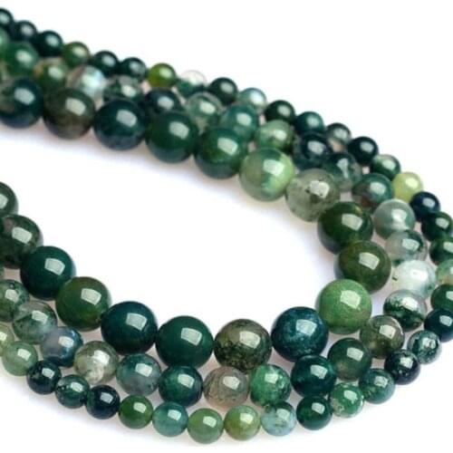 Aquatic Agate Bead Naural Loose Spacer Beads 4/6/8/10 Mm for Jewelry Making DIY Bracelet Gift