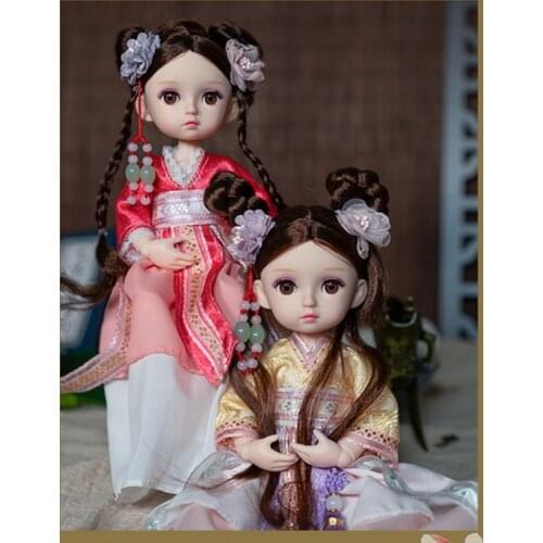 Chinese Style 30cm BJD Doll 13 Movable Joints Beautiful Princess Dress Up Ethnic Doll Toy for Girl The Best Gift for Children