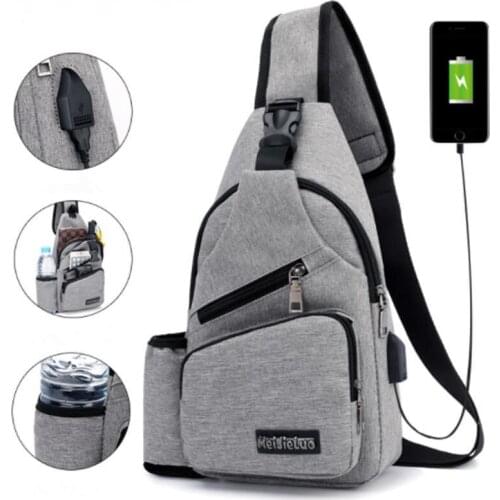 Unisex External USB Charge Chest Bags Male Men Chest Waist Pack Antitheft Travel Crossbody Bags For Men Sling Shoulder Bag