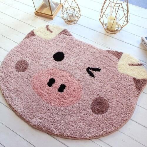 Pig Shape Non-slip Bathroom Footcloth Carpet Rug Doormat Soft Fluff Solid Shaggy Bathroom Kitchen Hallway Bedroom Floor Mat