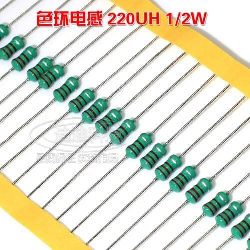 New Color Circle Inductor 0410 1/2W 221UH 221K Color Code Inductor Straight Inserting Iron Box