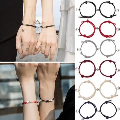 2pcs/set Couple Bracelets Magnet Attract Each Other Creative Couple Lover Bracelet Braided Chain Jewelry Lover Christmas Gift