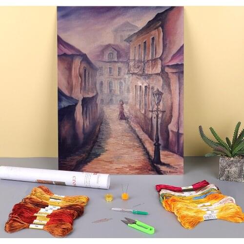 Stroll In The Afternoon Printed 11CT Cross-Stitch Full Kit DIY Embroidery DMC Threads Handicraft Sewing Knitting Hobby Mulina