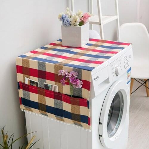 Geometric Grid Print Table Covers Washing Machine Cover Dust Protection Cover Refrigerator Sunscreen Cover Microwave Oven Cover