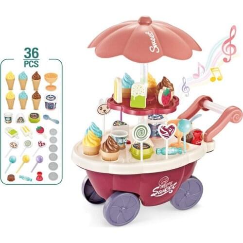 DIY Assembly Simulation Ice Cream Trolley Model Music Kids Pretend Play Toy