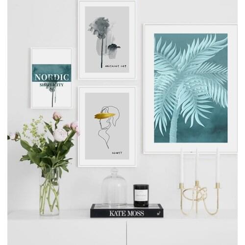 Nordic Poster Abstract Women Leaf Print Wall Art Canvas Painting Minimalist Quotes Decorative Pictures Modern Room decoration