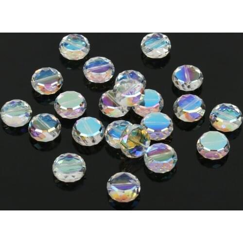 Super Shiny Faceted Twisted Glass Beads Flat Round AB Color Austria Crystal Beads for Jewelry Making DIY Accessories 12x5mm