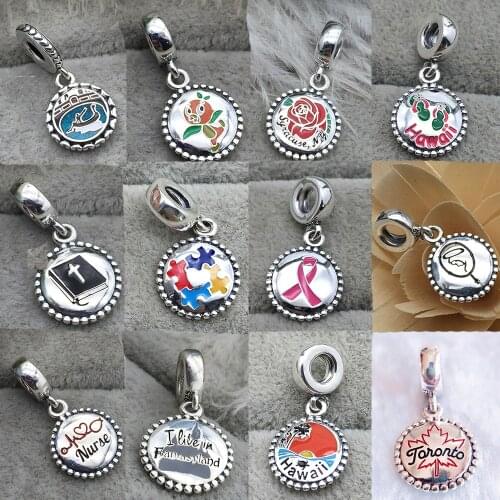 High Quality Classic Silver 925 Kingfisher, Hawaii, Nurse, I Live In Flanasvanddiy Original Pendant For Ladies Jewelry Gifts