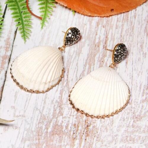 MOON GIRL Fashion Geometric Natural Shell Dangle Earring for Women Statement Boho Vintage Party Aretes Femme Dropshipping