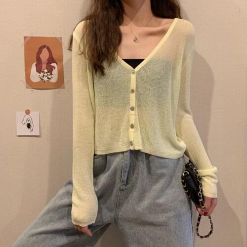 Women Cardigan Vintage Short Knitted Sweater Fashion Long Sleeve Sexy Outerwear Chaqueta