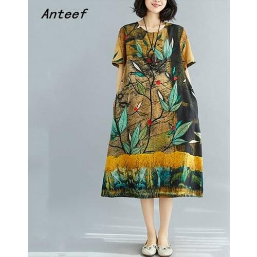 Short sleeve plus size chiffon vintage floral dresses for women casual loose long summer sun dress elegant clothes 2021 sundress