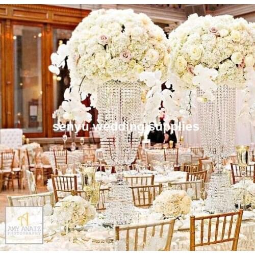 Gold silver color tall crystal acrylic centerpiece wedding crystal table decor flower stand event decoration senyu0185