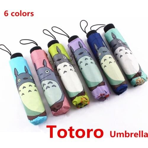 Anime studio ghibli totoro UV protection umbrella black coating three folding Apollo ombrello manually for women and men