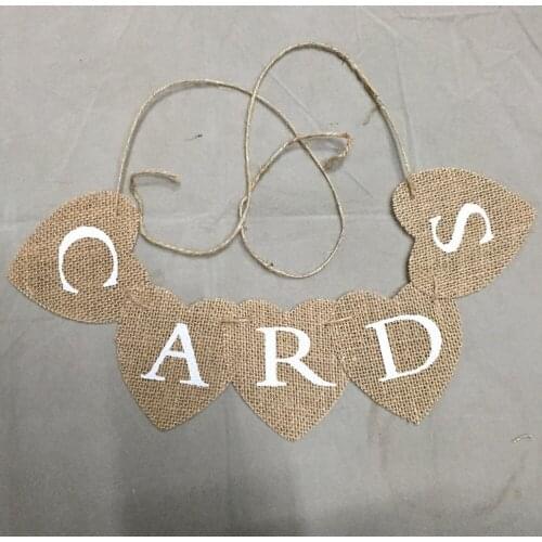 1pcs 1.2M Length 5 Flags 9*9cm Letter CARDS Linen Heart Shape Banne Wedding Party Decorations Birthday Festival Deco Pennant