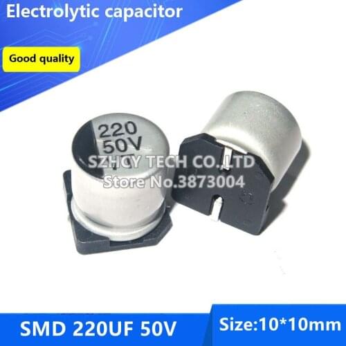 100pcs SMD 220UF 50V 10*10 Electrolytic capacitor