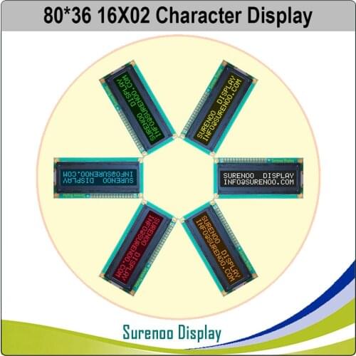 162 1602 16X2 Character LCD Module Display Screen LCM Red/Green/Blue/White/Orange/Yellow on FSTN Negative Black Background