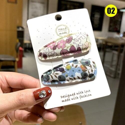 2PCS Cartoon Cloth Hair Clips Cute Floral Hair Accessories Gift for Kids Girls d88