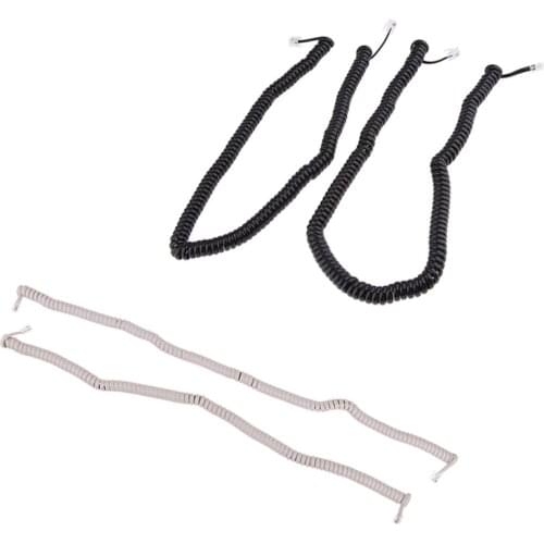 2x RJ9 4P4C Modular Telephone Coiled Extender Handset Cord For Phone 77cm-5m