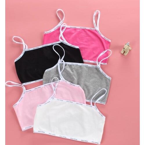 Training Bra Underwear Solid Color Striped Printed Scoop Neckline Teenage Puberty Girl Wireless Bralette Vest