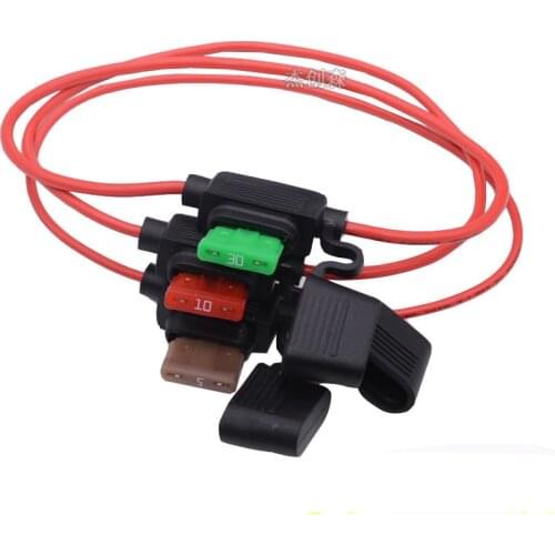Car waterproof fuse box, modified car fuse socket, car insurance insert base, cable length: 30CM copper wire