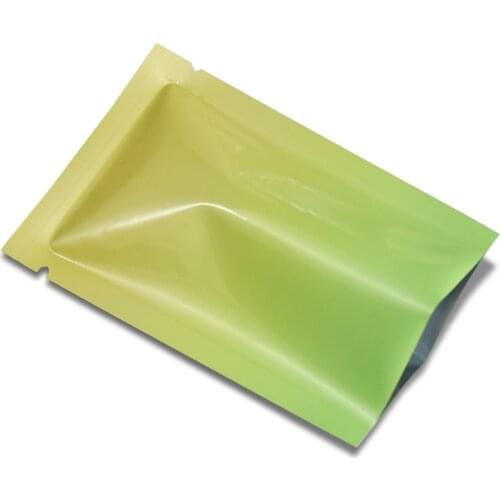 AWEPK Yellow-Green Gradient Heat Seal Open Top Mylar Foil Vacuum Bag for Bulk Food Sample Powder Packaging Bags