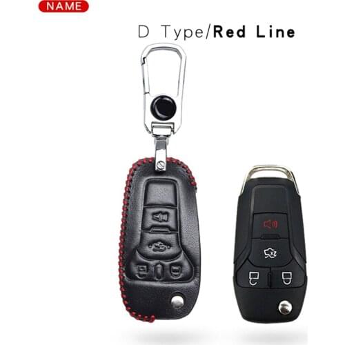 Car Styling Key Case Keyring For Ford Fiesta MK7 Mondeo MK4 MK5 Focus 2 MK3 MK4 Kuga Mustang KA Key Leather Bag Remote Fob Shell