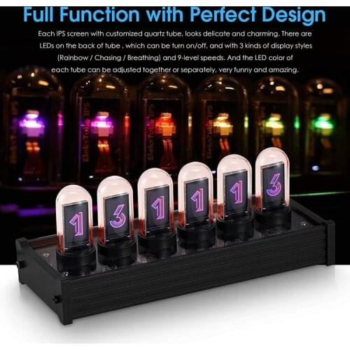 IPS Nixie Tube Digital Clock Electronic Calendar 6-Digit LCD Time Display Creative Desktop Decoration Gift, Best Gift