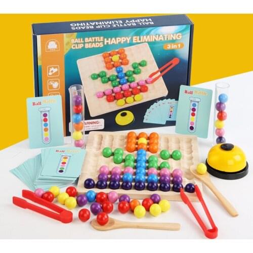Wooden Clip Beads Rainbow Toy Go Games Set Dots Beads Board Games Toy Rainbow Clip Beads Puzzle Montessori Educational Toys