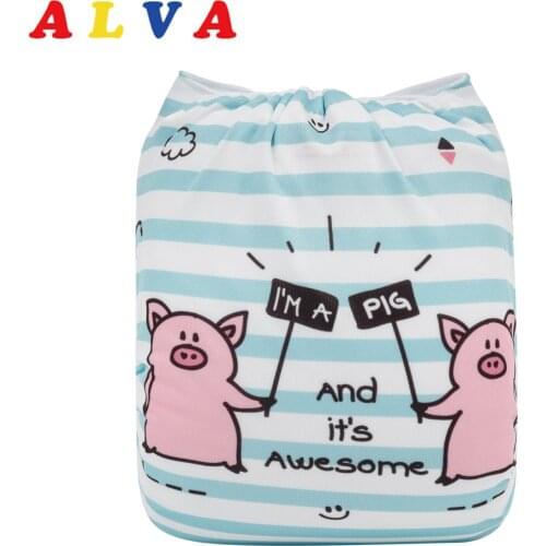 ALVABABY Cloth Diapers Baby Digital Positioning Baby Nappy with 1pc Microfiber Insert
