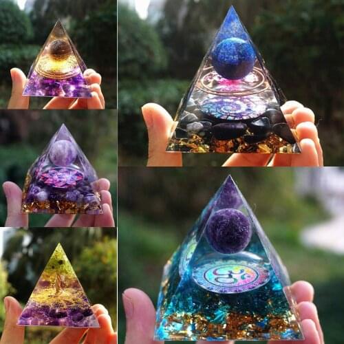 Crystal Sphere Orgone Pyramid Amethyst Crystal Stone Energy Generator Blanacing Chakra Tiger Eye Crystal Stone Home Decor