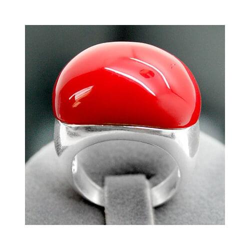 Wholesale good Elegant 15X21mm Red Coral 925 Sterling Silver Marcasite Ring Size 7-10 silver-jewelry