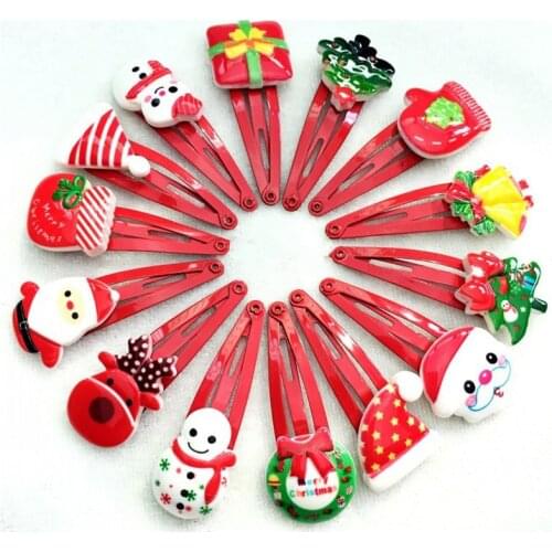 Korean Hairclips Cute Flower Hair Accessories Resin Cartoon Kids Headdress Red Handmade Hairpins for Girls 10Pcs