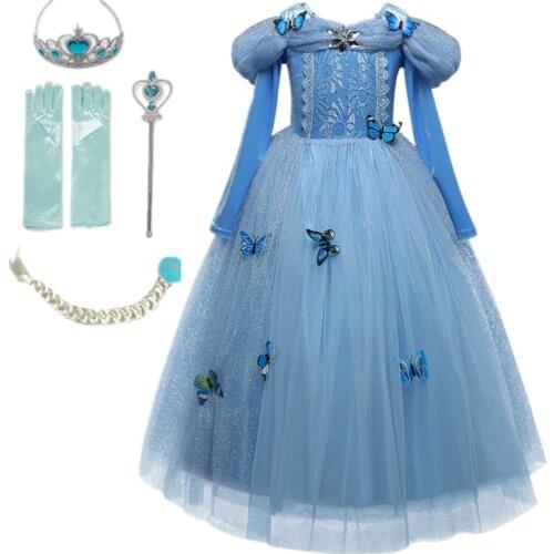 Fancy Princess Girls Dresses Princess Cosplay Costume Children Carnival Halloween Clothes 4-10 Year Kids Birthday Party Gown