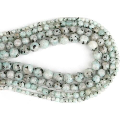 38cm Blue Stone 4/6/8/10mm Faceted Natural Stone Round Ball Beads for DIY Necklace Bracelet Earring Jewelry Making Findings