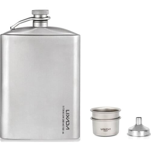 Lixada Leakproof Titanium Flask Alcohol Whisky Wine Flask with Cup Set for Outdoor Camping Backpacking Travel Picnic