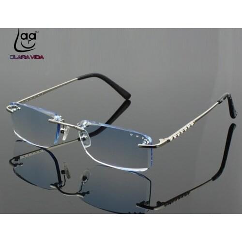 Luxury PRIVATE Custom Manual Pure Titanium Frame Diamond Cut High-elastic Tinted Lenses Mens Prescription Glasses Photochromic