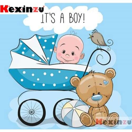 Kexinzu Full Square Drill 5D DIY Diamond Painting"Cloth bear child"3D Embroidery Rhinestone Cross Stitch 5D Home Decor K@0787