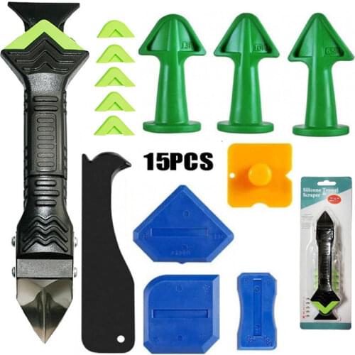 Stainless Steelhead Caulking Finishing Tool Kit Sealant Caulk Grout Remover Scraper Finishing Tools Silicone Nozzle Applicator