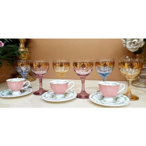 Real Gilded Color Coffee Aside Cup Wine Glass Wine Glasses Water Cup Soft Drink Cup Home Glass Office Bar Glass Cups Bar Office